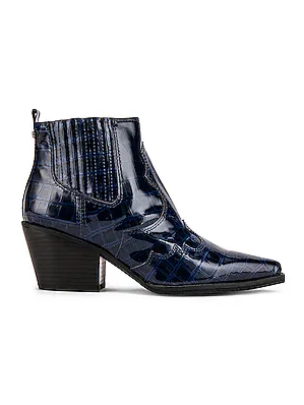 Sam Edelman Winona Western Navy Croc Patent Ankle Bootie Size 8